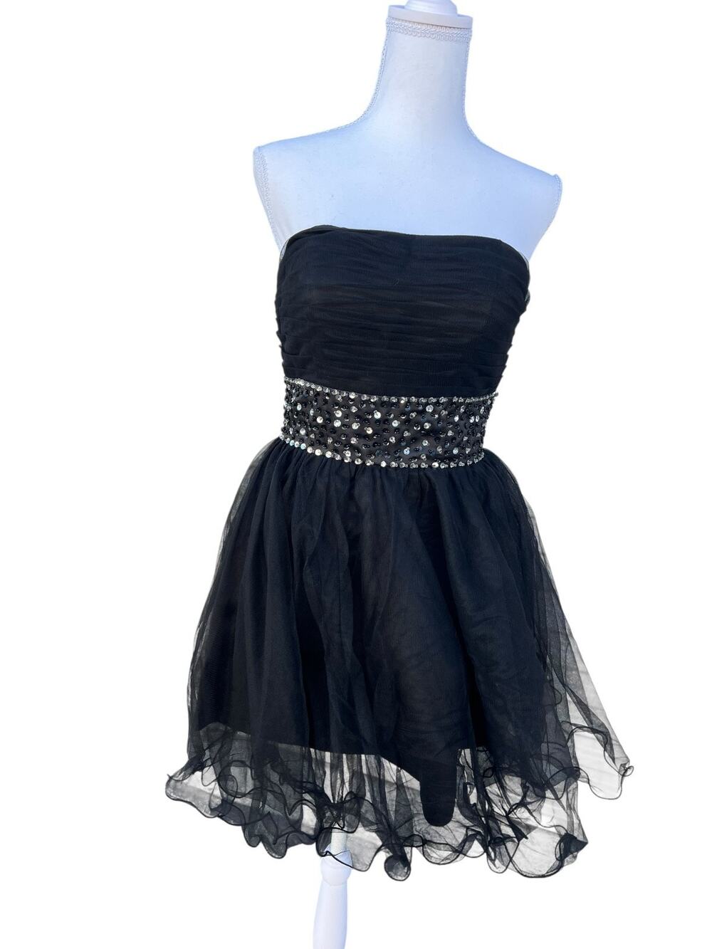 JJ's House Women's LBD Strapless Party Mini Dress Sequin Black Size Medium